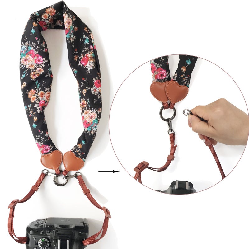 Alled Camera Neck Shoulder Belt Strap, Chevron Scarf Vintage Print Soft Coloful Camera Straps for Women/Men for DSLR/SLR - Image 2